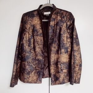 Allison Daily Blazer 2 Tone Golden Brown Open Front Jacket Women's Size 6